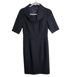 Lands' End Unique Gray Wool Blend Secretary Chic Midi Dress Size 6T